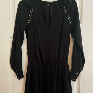 Like New! WHBM Black Dress with Gold buttons and accents